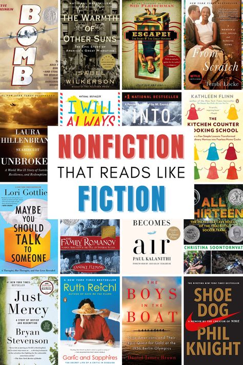 25+ Nonfiction Books That Read Like Fiction - Everyday Reading Creativity Books, Best Non Fiction Books, Narrative Nonfiction, Fiction Books To Read, Fiction Books Worth Reading, Creative Nonfiction, Reading Charts, Non Fiction Books, Tbr List