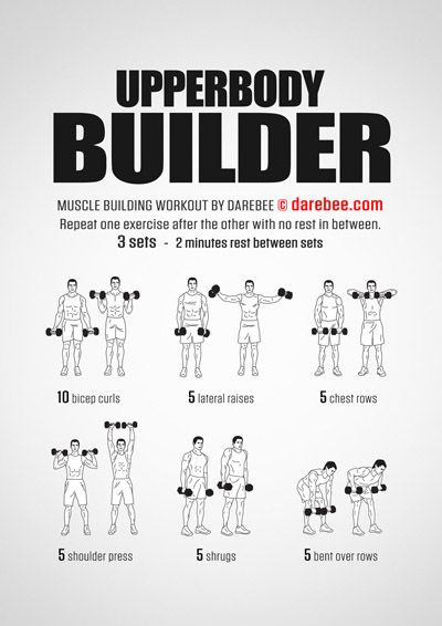 DAREBEE Workouts Body Builder Workout, Upper Workout, Arm Exercises With Weights, Dumbbell Workout Plan, Arm Workout Men, Exercise Board, Dumbbell Workout At Home, Shred Workout, Weight Training Routine