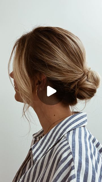 Easy Twist Bun Hairstyles, Low Bun With Medium Length Hair, Loose Updo Wedding Guest, Elegant Low Bun Short Hair, Professional Hairstyles For Work Medium Easy Updo, Shoulder Length Hair Hairstyles Ideas, Easy Evening Updo, Low Bun Medium Length Hair Tutorial, Hair Do Ups Easy