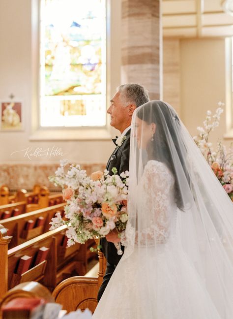 side of bride and dad walking down aisle during wedding ceremony Classic Chapel Wedding, Wedding Aisle Photo Ideas, Wedding Picture Ideas Ceremony, Wedding Ceremony Ideas Photography, Wedding Ceremony Photography Ideas, Wedding Chapel Photography, Wedding Recessional Photos, Church Ceremony Photography, Chapel Wedding Photography