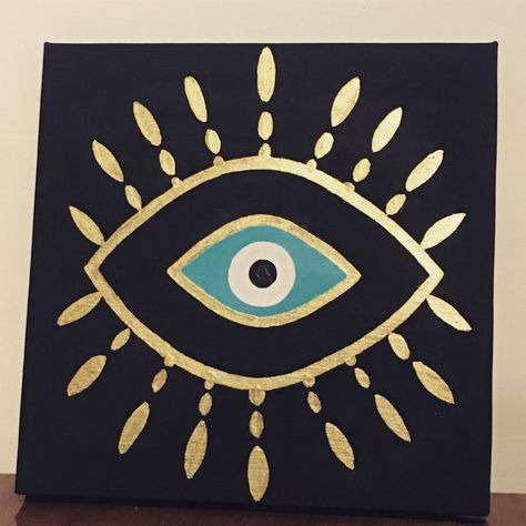 Evil Eye Mini Canvas Painting, Easy Evil Eye Painting, Evil Eye Painting Canvases Easy, Sun And Moon Drawing Easy, Evil Eye Painting Canvases, Sun And Moon Canvas Painting, Evil Eye Canvas Painting, Sun And Moon Painting, Evil Eye Painting