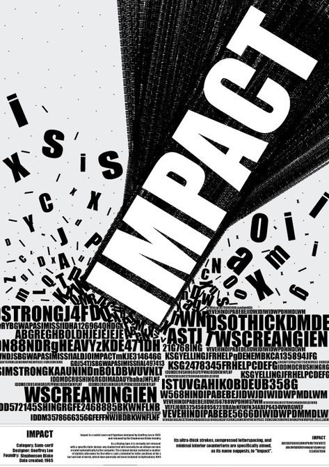 Poster: Impact font on Student Show Impact Design Graphics, Good Typography Poster, Font For Poster Graphic Designers, Poster With Typography, Typeface Poster Ideas, Typographic Posters Design, Poster Font Ideas, Only Typography Poster, Type As Image Poster