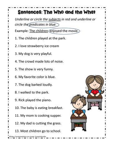 Subject And Predicate Worksheet, Activities For The Classroom, Blends Worksheets, Simple Subject, Preschool Alphabet, Alphabet Learning, Subject And Predicate, English Grammar Worksheets, Printables Free