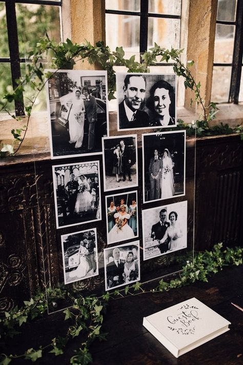 Wedding Photo Display, Monochrome Weddings, Rustic Wedding Decorations, Photo Display, 50th Wedding, Wedding Mood Board, Wedding Mood, Wedding Signage, Wedding Images