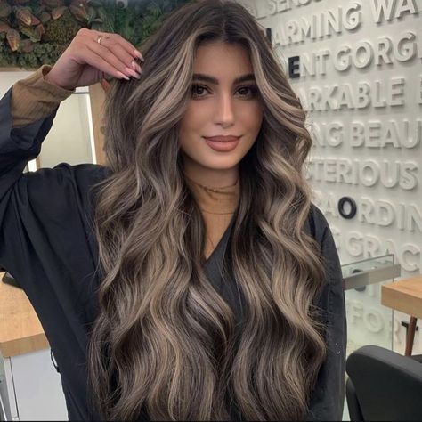 Brunette Foliage Hair, Dark Brunette Ash Balayage Hair, Blond Hair Dark Highlights, Balayage Hair Extensions Dark Roots, Ashy Balayage On Brown Hair, Espresso Blonde Hair, Cool Tone Brunette Highlights, Face Frame Balayage Brunettes, Medium Brown With Lowlights