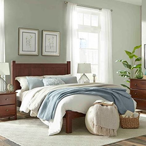 Shaker Bedroom, Cherry Wood Bedroom, Cherry Furniture, Dark Wood Furniture, Solid Wood Platform Bed, Elegant Bedding, Inspire Me Home Decor, Solid Wood Bed, Wood Platform Bed