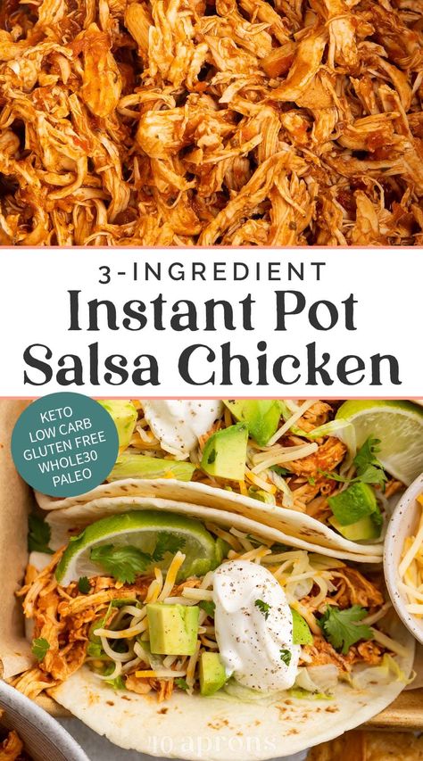 Instapot Accessories, Instant Pot Salsa Chicken, Instant Pot Chicken Tacos, Instant Pot Salsa, Chicken Tacos Recipe Easy, Pressure Cooking Chicken, Chicken Tacos Recipe, Crunchwrap Supreme, Chicken Tacos Easy