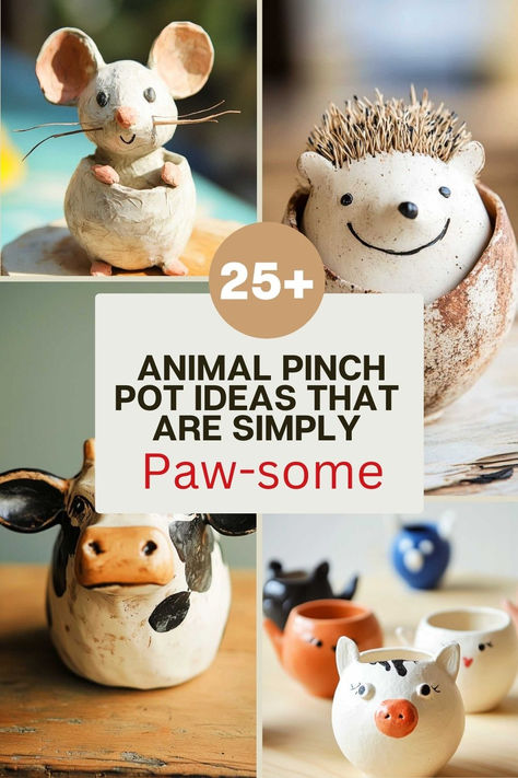 🐮🐶 Attention, animal lovers and clay enthusiasts! Are you ready to embark on a wild adventure that'll have your creativity purring, mooing, and wagging with delight? Well, grab your clay and prepare to get your Ceramic Animals Easy Pinch Pots, Polymer Clay Pinch Pots, Easy Clay Ideas Animals, Clay Beginners Ideas, Air Dry Clay Chicken, How To Make A Pinch Pot, Air Clay Gift Ideas, Air Dry Clay Ideas Animals, Cool Pinch Pot Ideas