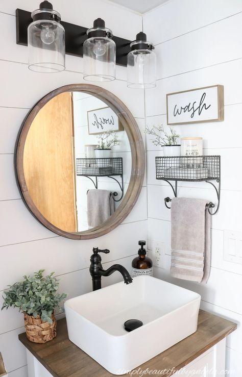 How to Install a Vanity & Vessel Sink Combo | Simply Beautiful By Angela Vanity Vessel Sink, Makeover Kamar Mandi, Bilik Air, Bad Inspiration, Farmhouse Bathroom Decor, Bathroom Renos, Small Bathroom Decor, Bath Remodel, House Bathroom