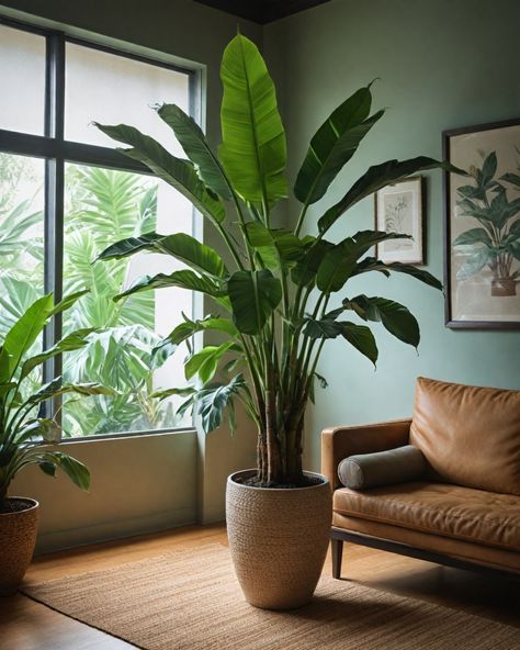 Plant Decor For Bathroom, Large Indoor Trees Low Light, Living Room With Big Plants, House Plant Design Ideas, Grouping Plants Together Indoors, Huge Indoor Plants, Indoor Plants For Living Room, House Trees Indoor, Indoor Plant Design