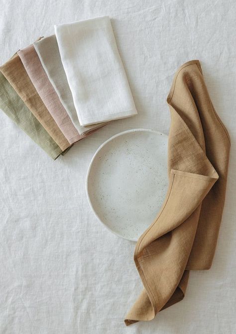 Linen Table Cloth Styling, Fabric Napkins, Dining Room Accessories, Fabric Napkin, Elegant Dining Room, Table Coasters, Everyday Meals, Cloth Napkin, Handmade Table