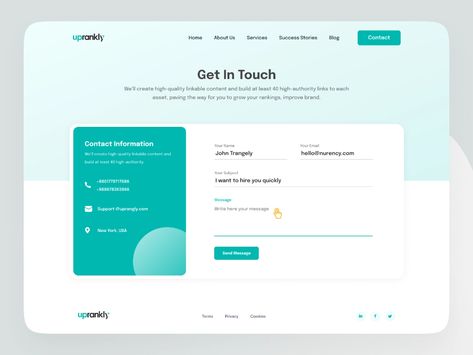 Contact Form UI by Nasir Nurency on Dribbble Form Design Web, Form Ui, Contact Us Page Design, Web Design Examples, Footer Design, Mobile App Design Inspiration, Modern Website Design, Ui Design Website, Ecommerce Template