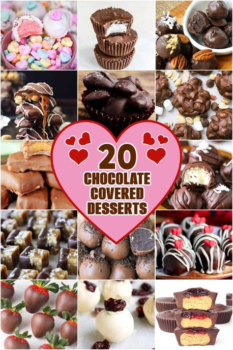 20 Decadent Chocolate Covered Passions for Your Valentine's Day treats!! Checkout these easy homemade easy chocolate desserts that make great Valentine's day gifts, treats and Valentine's day part Homemade Caramel Candy, Valentines Party Food, Milk Chocolate Fudge, Chocolate Covered Desserts, Chocolate Valentine, Valentine's Day Treats, Dark Chocolate Candy, Chocolate Dipped Fruit, Chocolate Candy Recipes