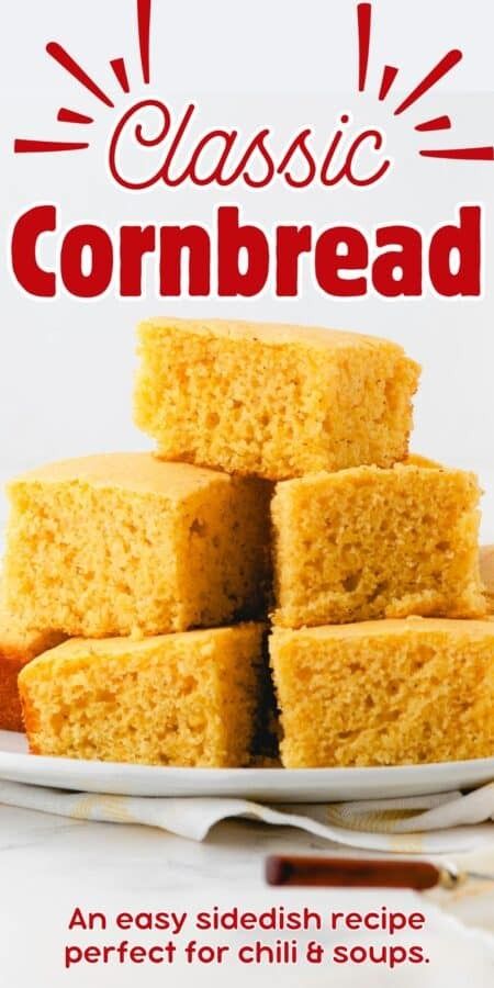 Mom's Simple Cornbread Recipe without Buttermilk Easy Cornbread Recipe Simple, Cornbread Recipe Without Buttermilk, Simple Cornbread Recipe, Simple Cornbread, Homemade Cornbread Recipe, Homemade Pancake Syrup, Classic Cornbread, Healthy Cornbread, Southern Cornbread Recipe