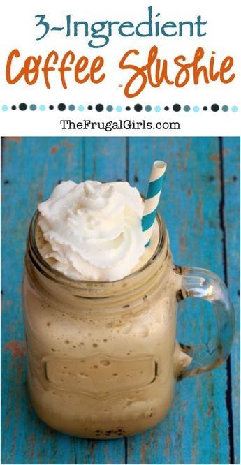 Coffee Slush Recipe! This easy 3-Ingredient frozen treat is SO delicious... the perfect drink to cool you down on a hot day! | TheFrugalGirls.com Frozen Coffee Drinks, Slush Recipes, Frappe Recipe, Slushie Recipe, Frappuccino Recipe, Easy Coffee Recipes, Frozen Coffee, Frugal Girls, Easy Coffee