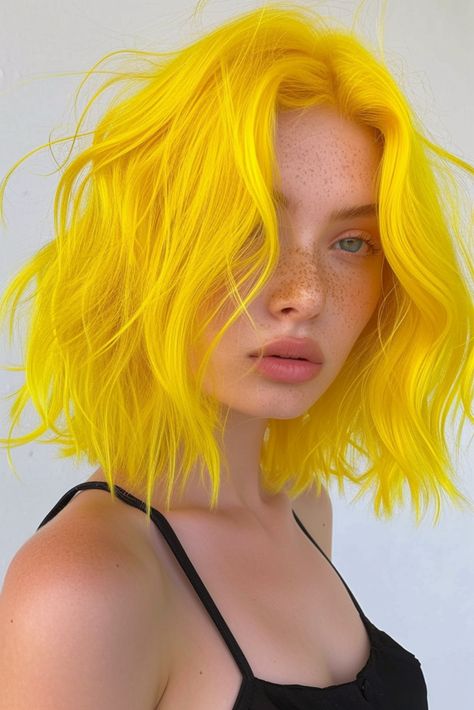 Bright Hair, Balayage, Bright Yellow Hair, Long Sleek Hair, Yellow Hair Color, Lemon Hair, Gorgeous Hair Color, Yellow Hair, Aesthetic Pastel