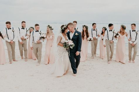 Beach Wedding Motif, Beach Wedding Party Attire Color Schemes, Wedding Motif Ideas Color Schemes, Small Beach Wedding Ideas, Beach Wedding Bridal Party, Destination Wedding Attire, Wedding Motif, Beach Wedding Party, Small Beach Weddings