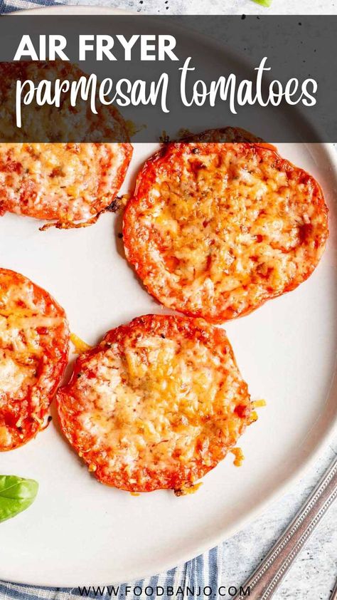 air fryer parmesan tomatoes Parmesan Tomatoes, Healthy Low Carb Breakfast, Tomato Dishes, Fried Tomatoes, Cooking Tomatoes, Lost 100 Pounds, Air Fryer Dinner Recipes, Air Fryer Healthy, Low Carb Diet Recipes