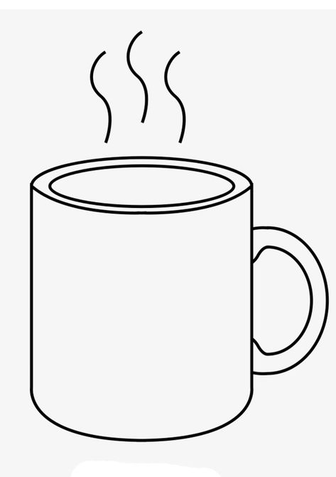 Coffee Mug Printable Template, Mug Pictures Ideas, Coffee Mug Clipart, Coffee Mug Template Free Printable, Coffee Cup Coloring Pages, Mug Drawing Simple, Mug Sketch Drawing, How To Draw A Coffee Cup, Coffee Mug Outline