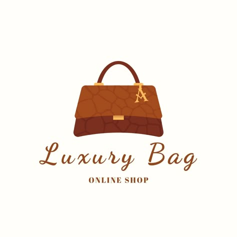 Brown Illustration Luxury Bag Online Shop Logo - Templates by Canva Bags Logo Design Ideas, Logo For Bags Brand, Bag Logo Design, Online Shop Logo, Brown Illustration, Logo Online Shop, Photo Collage Prints, Small Business Instagram, Boutique Logo Design