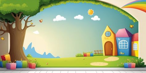 Background Kids School, School Frame Background, Wallpaper Kindergarten, Kindergarten Background, Canvas Blank, Color Worksheets For Preschool, Background Canva, Colorful Banner, Kids Banner