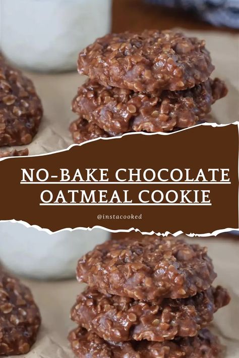 No-Bake Chocolate Oatmeal Cookies Recipe - Quick & Easy No Bake Chocolate Oatmeal Cookies Bars, No Bake Oatmeal Cookies Recipe, Chocolate Oatmeal No Bake Cookies Recipe, Oatmeal Candy No Bake, Chocolate Oatmeal Cookies No Bake, Everything Oatmeal Cookies, Christmas Cookies With Oatmeal, Weight Watchers No Bake Cookies, Condensed Milk No Bake Recipes