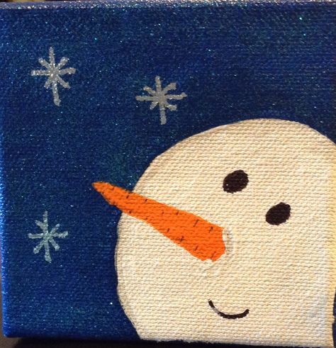 My snowman on canvas for my desk at work Yule Recipes, Mini 4x4, Mini Toile, Snow Men, Christmas Canvas Art, Christmas Paintings On Canvas, Kids Canvas, Snowman Faces, Snowman Painting