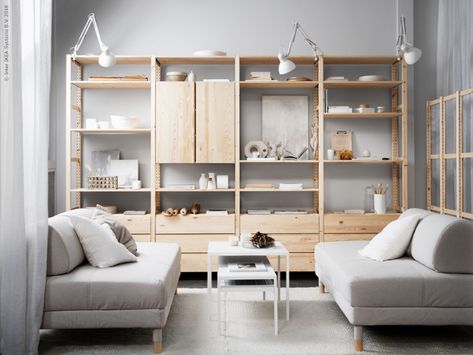 IKEA IVAR Shelves | livethemma.ikea.se | Heath Ashli | Flickr Ikea Ivar Shelves, Soft Room, Dark Living Rooms, Studio Spaces, Ikea Ivar, String System, Ikea Living Room, Decor Ikea, Deco Salon