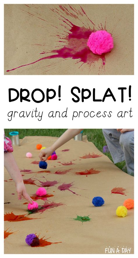 Hands-on fun way for kids to explore gravity. Great mix of science and art for young kids. Messy Art, Daycare Activities, Pom Pom Crafts, Toddler Art, Camping Art, Reggio Emilia, Process Art, Science Art, Preschool Art