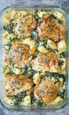 Garlic Parmesan Cream Sauce, Harvest Meals, Parmesan Cream Sauce, Night Recipes, Chicken And Potatoes, Baked Chicken Tenders, Chicken And Spinach, Chicken Potatoes, Garlic Parmesan