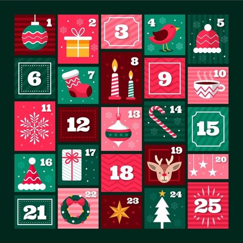 Modern Advent Calendar, Sticker Advent Calendar, Advent Calendar Animation, Advent Calendar Graphic Design, Advent Calendar Illustration, Christmas Layout Design, Xmas Calendar, Winter Calendar, Online Advent Calendar