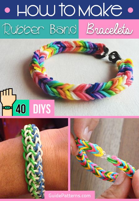 Rubber Band Bracelet Instructions, Mini Rubber Band Crafts, How To Store Rubber Bands, Making Rubber Band Bracelets, Rainbow Rubber Band Bracelet, Rubber Band Friendship Bracelets, Hair Ideas With Small Rubber Bands, Rubber Bands Bracelets Ideas, Different Ways To Make Rubber Band Bracelets