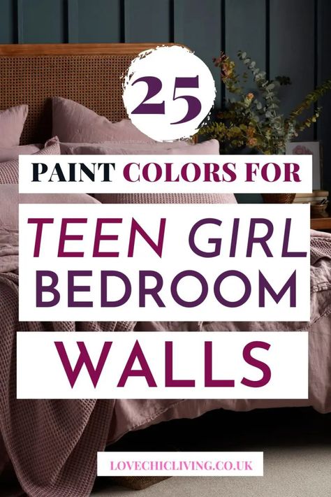 25 Paint Color Ideas for Teenage and Tween Girl Bedrooms [2024] - Love Chic Living Ideas For A Teenage Girls Bedroom, Cool Colours For Bedrooms, Teenage Bedroom Colors, Bright Paint Colors For Bedroom, Cute Room Wall Colors, Teen Paint Colors Bedroom, Teenage Bedroom Paint Ideas, Teen Room Wall Paint, High School Bedroom Ideas Girl