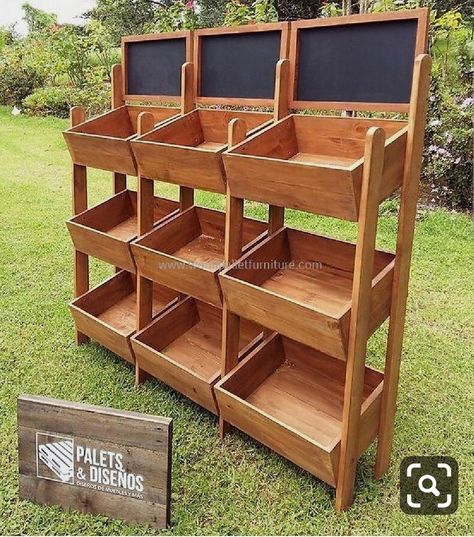 Pallets Shelves, Farmers Market Display, Deck Plan, Vegetable Shop, Grocery Store Design, Desain Pantry, Supermarket Design, Craft Booth Displays, Fruit Shop