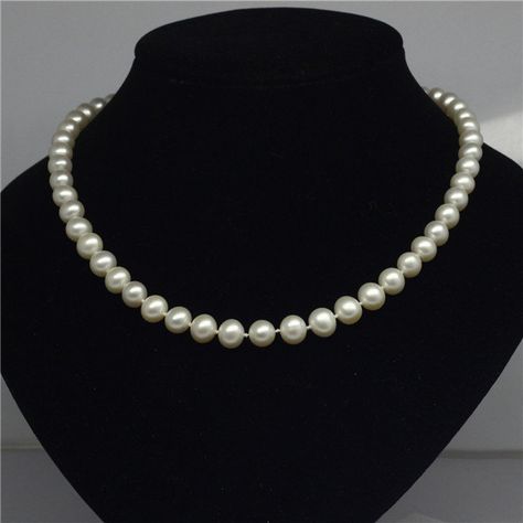 This pearl necklace is the symbol of simple elegance. Nearly every person will be attracted by its simplicity and grace. It's the best necklace for women. Every single pearl in the necklace belongs to top grade. Origin: China Luster: Good Nacre: Thick Surface: Clean Shape: Near round Matching: Good Pearl Color: White (Natural Color) Pearl Type: Freshwater Cultured Pearls Pearl Size:8-9/ 9-10mm Length: 18 inches Clasp: sterling silver Condition: Brand New Need it sooner? You can purchase USPS Pri Best Necklace, Natural Pearl Necklace, Woven Ring, Real Pearl Necklace, Single Pearl, Simple Pearl, White Pearl Necklace, Pearl Necklaces, White Necklace