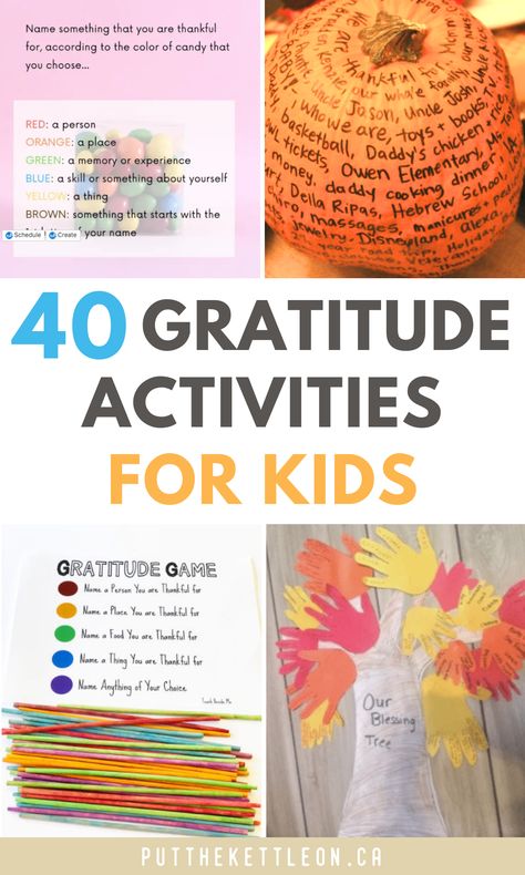 40 Fun Gratitude Activities For Kids Gratitude Family Activity, Gratitude School Activities, Attitude Of Gratitude Activities, Grateful Kids Activities, We Are Thankful For Preschool, Family Gratitude Activities, Gratitude Object Lesson, Kids Thankful Activities, Gratitude For Kids Activities