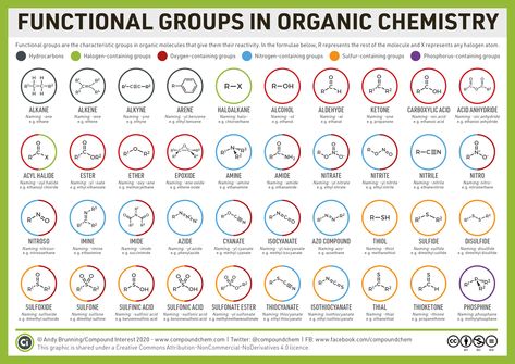 Compound Interest on Twitter: "I've updated my old functional groups chart to nearly double the number of functional groups featured! You can download it here: https://t.co/WJTd2L3JmS… https://t.co/lbQikJvCmW" Functional Groups Organic Chemistry, Organic Chemistry Study, Chemistry Classroom, Organic Molecules, Functional Group, Carboxylic Acid, Teaching Chemistry, Chemistry Lessons, Chemistry Notes