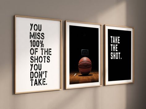 Basketball Print Set of 3 for Boys, Basketball Printable Poster With Inspirational Quotes, Teen Room Decor Art Prints, Digital Download - Etsy Basketball Wall Art Printable, Basketball Coach Office Ideas, Basketball Boys Bedroom, Basketball Inspired Bedroom, Basketball Themed Bedroom For Teens, Basketball Theme Room Bedroom Ideas, Teen Basketball Bedroom, Teen Basketball Room, Teen Boy Basketball Bedroom