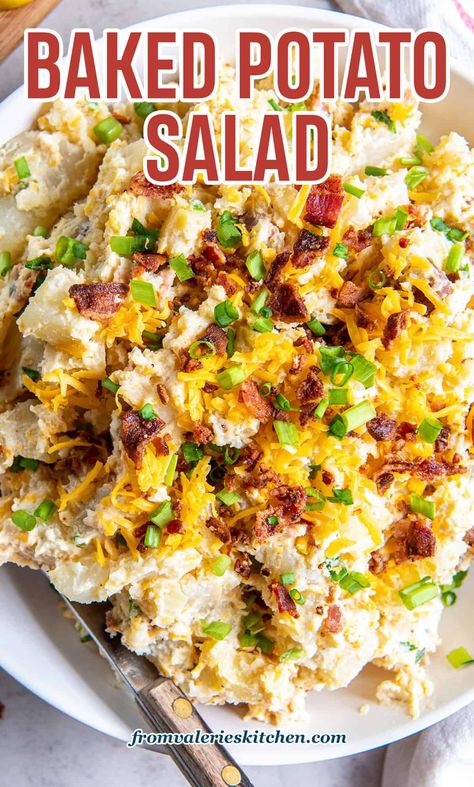 Bake Potatoes Salad, Potato Salad With Baked Potatoes, Loaded Baked Potato Salad Recipe Easy, Hot Potato Salad With Bacon, Hot Potatoes Salad, Fully Loaded Baked Potato Salad, Twice Baked Potato Salad Recipe, Hot Baked Potato Salad, Warm Potato Salad With Bacon