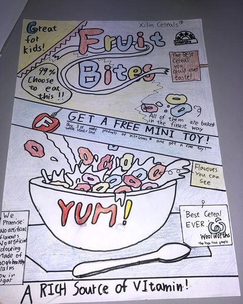 MISS D 🇦🇺 on Instagram: “ADVERTISING UNIT. Kids designed their own cereal boxes #PROUD 💜” Cereal Advertising Design, Advertisement Activities For Students, Creative Advertisement Posters, Cute Advertisement Poster Ideas, Poster Advertising Design Ideas, Advertising Activities For Kids, Advertisement For School Project, Diy Advertising Ideas, Poster For Advertisement