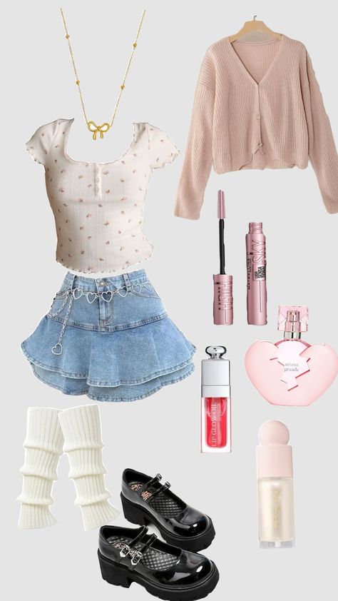 #coquette #outfit #outfitideas #coquetteoutfit Mariana, Fall Outfit Coquette, Coquette Outfit Ideas Casual, Coutteqe Outfit, Coquette Outfit For School, Coquette Back To School Outfits, Old Coquette Outfit, Coqquete Outfits Ideas, Outfits Ideas Coquette