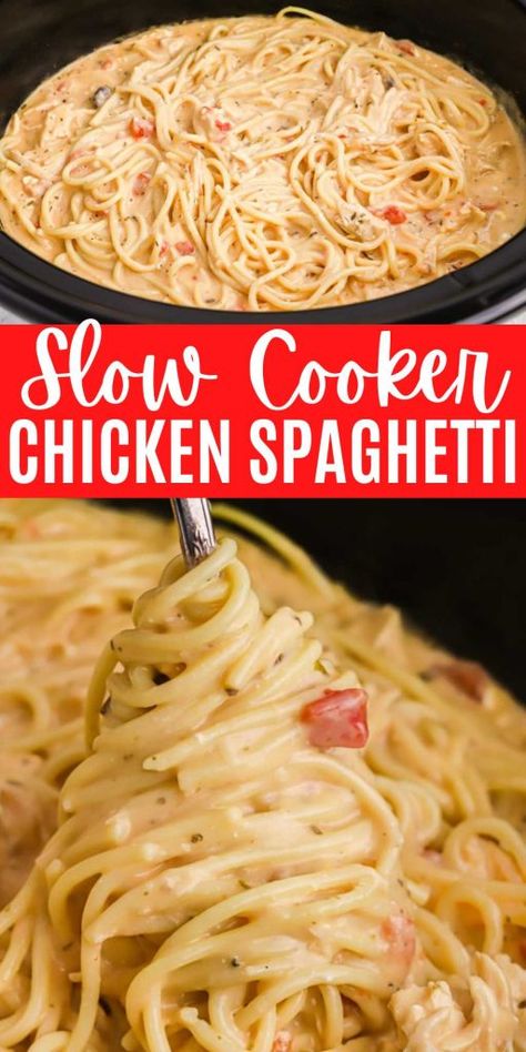 Slow Cooker Chicken Spaghetti, Crockpot Chicken Spaghetti Recipe, Chicken Spaghetti Recipe Crockpot, Spaghetti Chicken, Crockpot Chicken Spaghetti, Chicken Spaghetti Recipe, Cheesy Spaghetti, Chicken Spaghetti Recipes, Chicken Crockpot Recipes Easy