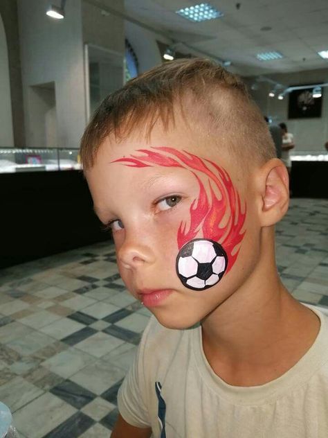 Soccer Face Painting Ideas, Face Paint Inspiration, Facepainting Ideas Simple, Basic Face Painting Designs, Basic Face Painting For Kids, Face Painting For Boys Easy, Summer Face Painting Ideas For Kids, Boy Face Painting Ideas, Easy Face Painting Ideas For Boys