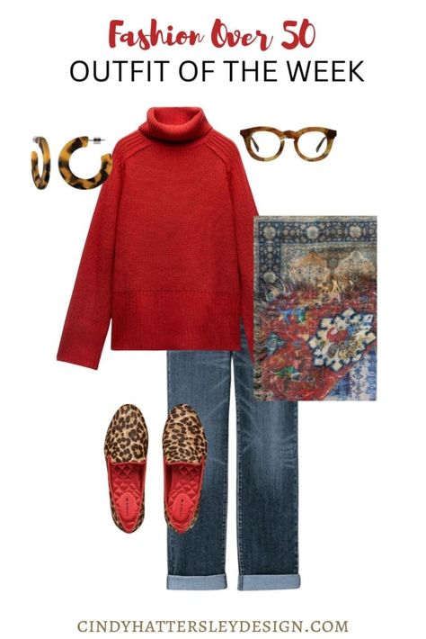 Do you Love Artisans, Artifacts, and Vibrant Cities? Red Sweater Outfit, Sweater And Jeans Outfit, Cindy Hattersley, Outfit Of The Week, Sweater And Jeans, Stylish Outfits For Women Over 50, Weekly Outfits, 60 Fashion, Estilo Chic