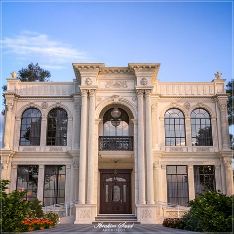 CLASSIC VILLA - Abu Dhabi on Behance Classic Villa Exterior, Classic Elevation, Classical Villa, Classical Facade, Villa Exterior Design, Outside Design, House Outside, Classical Building, Luxury Exterior