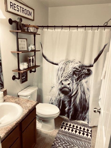 Modern Western Bathroom, Western Bathroom Ideas, Boho Western Bathroom, Small Rustic Bathroom Ideas, Small Rustic Bathroom, Western Bathrooms, Western Bathroom, Boho Bathroom Ideas, Girl Bathrooms