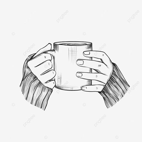 Hand Holding Mug Drawing, Cute Coffee Mug Drawing, Coffee Mug Sketch, Mug Sketch, Coffee Sketch, Coffee Mug Drawing, Mug Illustration, Coffee Cup Drawing, Food Layout