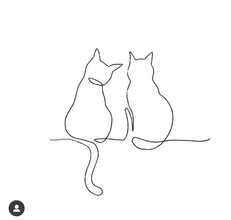 2 Cats Fine Line Tattoo, Minimal Tattoo Cat Simple, Minimalist Two Cat Tattoo Designs, 3 Cats Together Tattoo, 2 Cat Outline Tattoo, Two Cats Outline Tattoo, Small Two Cat Tattoo, Cat Memorial Tattoo Fine Line, Two Cats Tattoo Outline