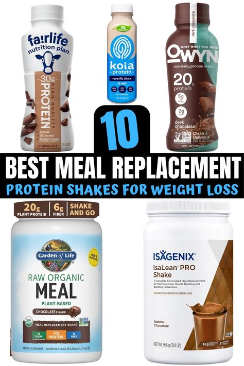 This guide to meal replacement shakes for weight loss has all the best ones you can get, from protein powders to bottled shakes... Meal Replacement Shakes Diet Plan, Keto Meal Replacement Shake, Best Meal Replacement Shakes For Women, Keto Shakes Meal Replacements, Protein Shakes For Fat Loss, Protein Shake Meal Replacement, Protein Shake Diet Plan, Shake Diet Plan, Protein Shake Diet