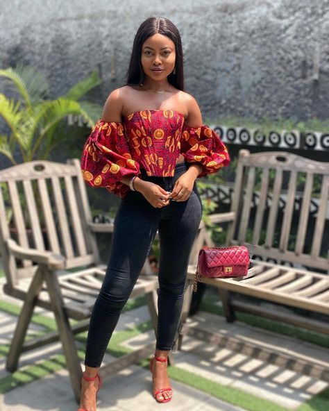 Stylaa! 💋A sweet lady in a colourful Ankara corset top💋@stylaa.app 👈🏽follow & tag . . . ✉️ @theteniola . . . #stylaa #colourfulankara #ankara #corsetdress #asoebi #asoebiafrica #ababe Ankara Blouse Styles For Jeans, Ankara Tops For Ladies, Latest Ankara Top Styles, Ankara Corset Top, Ankara Blouse Styles, Ankara Top Styles, Ankara Blouse, African Blouses, Stylish Naija